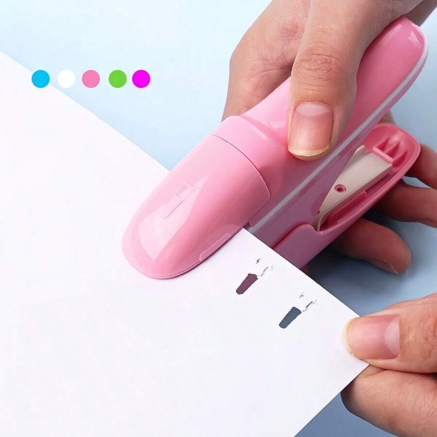 Temporary Small Needle-Free Stapler, Can Staple 10 Pages, Effortless Stapler, Needle-Free Small Notebook Binding Tool, Detachable