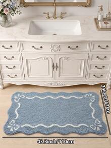 DAJIANG 1pc Bathroom Rug Mat, Flocked Soft Touch, Khaki Bowknot Design, Non-Slip Bottom, Suitable For Kitchen, Outdoor, Indoor, Hallway, Bedroom, Living Room, Bedside, Machine Washable And Easy To Clean, Fall Home Decor - Baby Blue - View 11