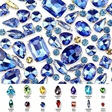 250pcs/Pack, Assorted Shapes, Multi-Color Rhinestones, Colorful Hand-Sewn Crystals, Gold Claw, Clothing, Apparel, Shoes, Hats, Bags DIY Materials, Accessories - Assorted Shapes Gold Claw 250pcs - View 16