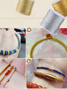 Gold/Silver Metallic Braided Cord, Suitable For Making Bracelets, Necklaces, DIY Tassels, Beaded Jewelry, Shamballa Cords And Other Accessories - Multicolor - View 8