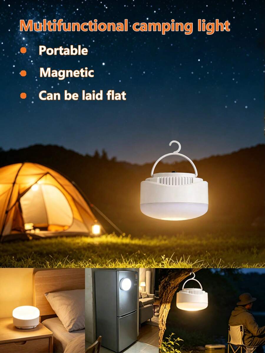 1pc Mini Portable LED Camping Light, LED Night Light, USB Light, Handheld Lantern, Emergency Light, Adjustable Brightness, 2400mAh Rechargeable Battery Powered, Hanging, Handheld, Magnetic - Handheld Lantern - View 1