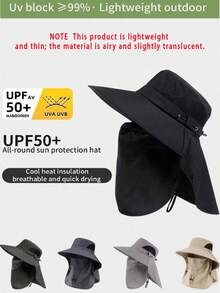 1pc Men's Sun Protection Hat, Neck Guard Integrated Fishing & Hiking Hat, Breathable Outdoor Fishing Hat For Spring/Summer - Fisherman's Hat - View 9