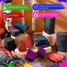 5pcs High Density Multi-Shape Face Painting Sponge Set, Water Drop, Petal, Leaf, Crescent-Shaped And Angled Sponges, Suitable For Adult Body Painting And Makeup Blending, Back To School Supplies - Multicolor - View 5