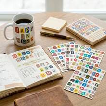 10 Lembar (774 Stiker) Stiker Huruf untuk Scrapbook Planner DIY Buatan Tangan Gaya Catatan Tebusan Vintage Huruf Kapital Huruf Kecil Angka Simbol Kertas Matte untuk Kolase Jurnal dan Pembuatan Kartu - Seni Kata - View 4