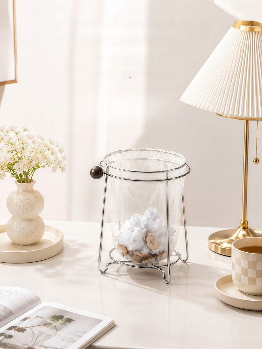 2/1pc Stainless Steel Desktop Trash Can, Mini Trash Can, Kitchen Trash Can, Office Desk Trash Can, Desktop Decor, Used For Storing Fruit Peels And Paper Scraps, Keep Desktop Clean, Suitable For Bathroom, Kitchen, Bedroom, Home, Office Desk, Coffee Table, Office, Living Room, Study, Durable, Christmas, Halloween - Desktop Version - View 1