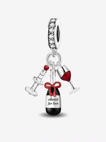1 Pc Black Perfume Bottle Lipstick Pendant, Suitable For Making DIY Jewelry Such As Bracelets, Necklaces, And Bangles, A Perfect Gift For Girls - Silver - View 15