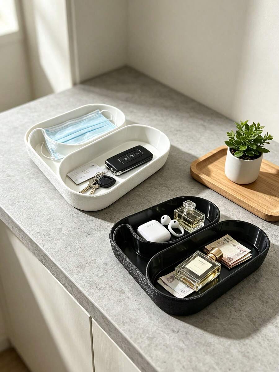 Minimalist 3D Printed Compartment Storage Tray, Home Desktop Small Parts & Stationery Organizer Box, Multi-Purpose Sundries Sorting Tray - Multicolor - View 1