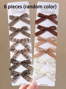 6/12/24 Pieces Of Coffee Colored Small Bow Hair Clip Hair Accessory Versatile (Color Random) - Multicolor - View 7