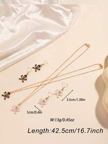 1 Set Halloween Skeleton Bone Alloy Oil Drip Pendant Necklace & Earrings Metal Jewelry Set - Multicolor - View 4