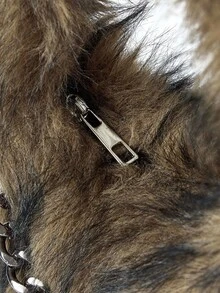 女款毛絨單肩包手提包 金屬鏈條個性街頭 Y2K 龐克搖滾風 秋冬日常購物多功能女禮物 - 棕色 - 查看 5