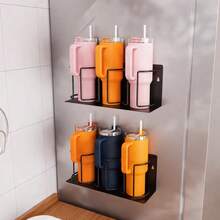 Magnetic Cup Holder - 3-Tier Refrigerator Storage Rack, Can Hold Cups, Glasses And Water Bottles. Space-Saving Design With Strong Magnetic Base, Suitable For Kitchen And Bathroom Storage. Kitchen Storage Essential, Modern Kitchen Accessory - Multicolor - View 3