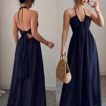 Women Short Dresses - Navy Blue - View 1
