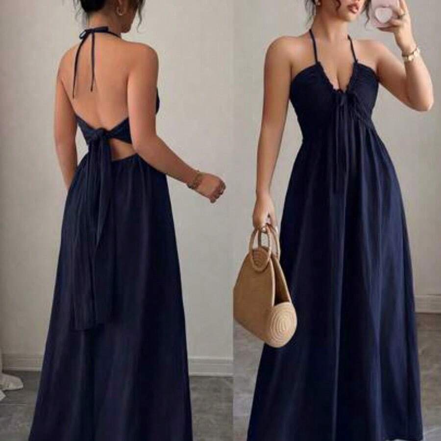 Women Short Dresses - Navy Blue - View 1