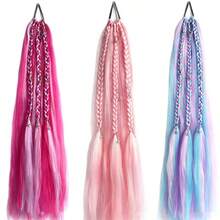 Matte Colorful Rope Ponytail Crochet Hair Extension Hand-Woven Performance Braided Ponytail Wig Hair Tie Hair Band - Multicolor - View 7