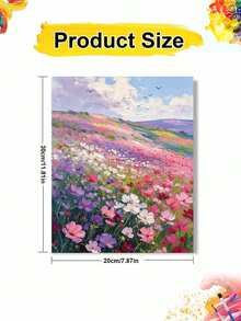 1pc Flower Field Landscape DIY Oil Painting By Numbers, Canvas Painting DIY Crafts, Adult Home Decoration, Holiday Gift. - Sets - View 10
