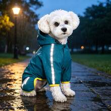 1pc Pet Hooded Raincoat With Extra Large Brim, Polyester Material, Reflective Strips, Full Protection, Adjustable Magic Waist Strap, Cute Animal Pattern, Waterproof Design, Suitable For Small And Medium Dogs All Year Round, Waterproof Dog Raincoat, Hooded Dog Raincoat, Dog Raincoat - Multicolor - View 15