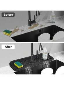 Kitchen Sink Splash Guard Silicone Faucet Mat, 5° Sloped Design For Easy Drainage, 90° Foldable, Suitable For Various Sink Countertops - One Size - View 3