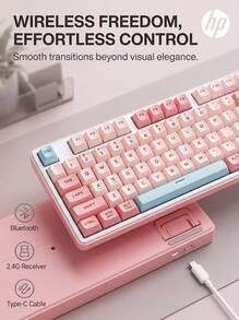 HP Keyboard Mekanik Tri-Mode Nirkabel K160 (105 Tombol) / Kombo Keyboard dan Mouse: Efek pencahayaan RGB gradien tercetak di samping, tampilan digital cerdas, penyangga dua tahap, pengoperasian senyap, cocok untuk kantor dan bermain game. - View 5
