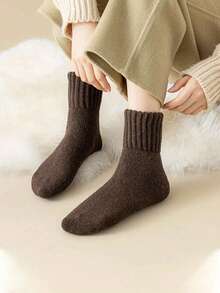 5 Pairs Women's Winter Warm Thick Knitted Soft Vintage Casual Fuzzy Socks - Multicolor - View 6