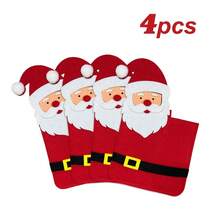 4pcs Set, Cute Christmas Placemats, Tableware Storage, Santa Claus, Reindeer, Snow And Gingerbread Man Designs, Christmas Tableware Holder, Placemat, Silverware Pocket, Party Table Decoration, Adding Color To Your Holiday Party Table - Multicolor - View 7