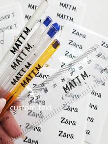 Customized Name Labels And Personalized Text Stickers, Transparent Waterproof Vinyl Material, Perfect For Labeling Toiletries And Storage Boxes, Convenient For Personal Item Identification, Suitable For Distinguishing Pencils And Notebooks - Multicolor - View 3