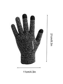 1 Pair Gray Fleece Lined Thick Warm Touchscreen Gloves, Winter Cold-Proof, Wind-Proof, Anti-Slip, Unisex - Multicolor - View 5
