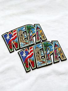1pc/2pcs/3pcs/4pcs Wepa Collage Patch Script Travel Souvenir Embroidered Iron-On - Multicolor - View 11