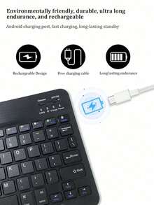 10-Inch Lightweight Portable Solid Color Bluetooth Keyboard And Matte Bluetooth Wireless Mouse Set, Compatible With Laptops And Tablets (Keyboard Battery Capacity: 150mAh) - one-size - View 5