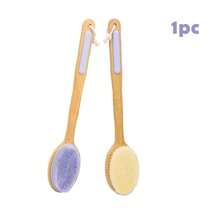 1pc Long Handle Double-Sided Bath Brush, One Side Flocked Bristles And One Side Silicone Brush, Non-Slip Hanging Scrub Brush, Unisex, Long Handle Bathing Tool - Multicolor - View 9