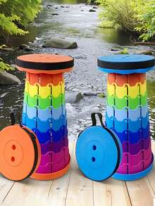 Portable Folding Stool, 400 Lbs Weight Capacity Telescopic Stool, Adjustable Height Folding Chair, Suitable For Camping, Hiking, Fishing, Kitchen, Indoor And Outdoor Use, Summer Travel And Gift, Multi-Color Portable Seat - Multicolor - View 9