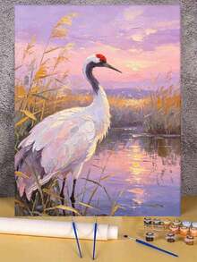 1pc Red-Crowned Crane DIY Digital Oil Painting, Canvas Painting DIY Handmade, Adult Home Decor, Holiday Gift - Sets - View 2