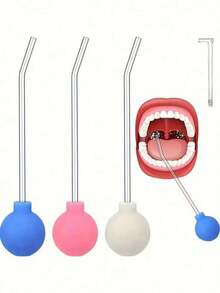 4pcs Tonsil Stone Removal Tool Set, Includes PVC Suction Ball, Home Manual Glass Tube Oral Irrigator And Tonsil Stone Removal Tool, Silicone And Glass Material Tonsil Stone Suction PVC Ball - Simple And Effective Oral Cleaning Care Tool - Multicolor - View 1