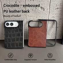 Elegant Business‑Style Crocodile Texture PU Leather Phone Case Compatible With IPhone Duo Ultra Fold, Full‑Edge Shockproof Protective Cover, Raised Camera Lip Protection, Comfortable Non‑Slip Grip Anti‑Scratch Foldable Phone Shel - Black - View 8
