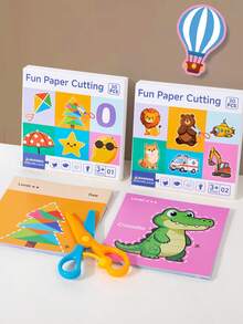 30Pcs Kids Scissor Skills Paper Cutting Set, STEM Craft Classroom Reward, Birthday Christmas Party Kit With Animal & Vehicle Patterns | Gift - Multicolor - View 7