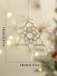 1pc Christmas Snowflake Hanging Decor Boho Style White Rope Design Rustic Holiday Decoration Winter Wonderland Home Accent Christmas Tree Door Window Fireplace Gift Wrapping Party Decor Seasonal Celebration - Style 4 - View 10