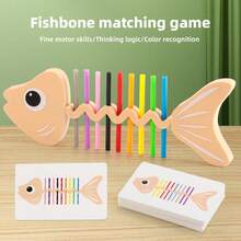 Fish Bone Color Matching Educational Peg Toy, Toddler Color Recognition Logic Sorting Desktop Game, Double-Sided Multi-Difficulty Task Cards, Educational Early Learning Teaching Aid, Develop Fine Motor Grasping Skills, Improve Observation And Concentration, Parent-Child Interactive Fun Challenge, Durable Drop-Resistant Plastic, Children's Educational Play Gift - Multicolor - View 4