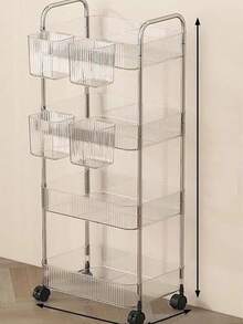 2/3/4 Tier Rolling Cart With 4 Wheels And Handle, Transparent Multi-Functional Storage Trolley With Handle And Wheels, Holiday Gift Space-Saving, Suitable For Office, Bathroom, Kitchen And Living Room Mobile Organizer, Easy Assembly And Disassembly Layered Storage, Suitable For Snacks, Seasonings, Cosmetics, Books, Food And Household Items - Transparent - View 12