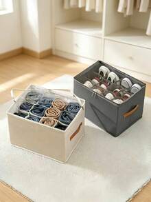 Foldable Fabric Shoe Box, Can Store 12 Or 16 Pairs Of Shoes, Large Capacity With Lid Fabric Shoe Box, Adjustable Divider Closet Shoe Storage Box, Transparent Dust-Proof Moisture-Proof Washable Multi-Functional Shoe Box, Suitable For Home, School, Dormitory - View 4