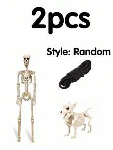 Movable Skeleton And Skeleton Dog Decor, Plastic Skeleton Set With Movable Joints, Scary Halloween Porch, Yard And Haunted House Party Props, Indoor And Outdoor Decoration, Halloween Party Decor - Skeleton Walking Dog - View 10