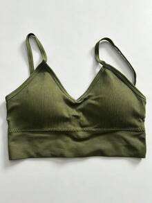 3pcs Women's Seamless Striped Camisole Sports Bra, Wireless Comfortable Bra With Built-In Padding, Elastic Soft Lingerie, Suitable For Yoga, Fitness, Daily Workout - Multicolor - View 11
