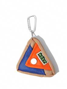 Color Matching Triangle Key Bag, Macaroon Contrast Mini Nylon Purse, Carabiner Zipper Portable Hanging Storage Bag, Suitable For Daily Use. - Multicolor - View 12