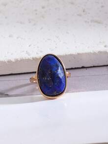 1pc Geometric Metal Natural Stone Fashion Personalized Minimalist Ring For Women Daily Wear - Gold - View 6