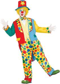 KIWI Adult Clown Costume, Fun And Colorful Complete Costume With Hat, Jacket, And Polka Dot Pants, Ideal For Carnival And Halloween - Option 1 - View 1