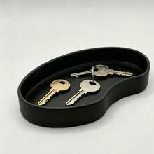 1pc Modern Compact Key Tray, Versatile Decorative Storage Tray, Suitable For Entryway Keys, Cosmetics, Desk Stationery And Coins, Elegant Desktop Organizer Tray, For Home And Office, Non-Food Contact Use - Black - View 8