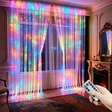 300LED Fairy Curtain Lights 118.11in X 118.11in, USB Powered, Create Stage Effect, Suitable For Home Decor, 8 Flashing Modes, Christmas String Lights, Halloween Atmosphere, Suitable For Bedroom, Living Room - USB Curtain Light - View 2
