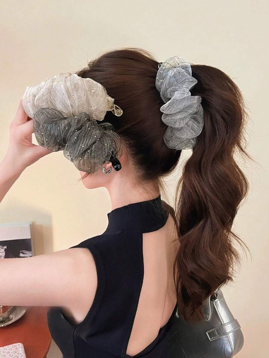 3pcs/1pc Jepit Rambut Pisang Gelembung Rhinestone Jala, Aksesori Rambut Elegan dan Modis, Cocok untuk Berbagai Acara, Cocok untuk Rambut Tebal, Aksesori Dekorasi Foto Liburan Perjalanan yang Serbaguna dan Modis, Jepit Rambut Tunggal Cocok untuk Aktivitas Sehari-hari - MultiWarna - View 1