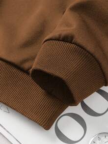 Solid Color Full Zip Hooded Sweatshirt Men's Loose Casual Long Sleeve Jacket - Coffee Brown - View 3