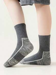 5 Pairs Spring Autumn Winter Kids Mid-Calf Socks, Medium Thick, Elastic Breathable Odor-Resistant Sports Socks For Girls And Boys, School Wear - Multicolor - View 4