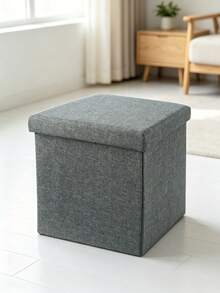 Foldable Storage Ottoman Bench, Linen Fabric Storage Box With Lid,Space-Saving Storage Box, Collapsible Footstool Seat With Storage For Bedroom Living Room, Easy To Clean,3 Sizes 3 Colors, Grey/Beige/Brown - Grey - View 3