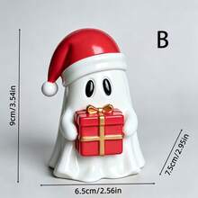 Christmas Ghost Resin Statue, Cute Christmas Hat Ghost Statue, Desktop Decoration With Gift Box And Mini Christmas Tree, Christmas Family Table Stand Decoration - Christmas Ghost Ornament - View 11